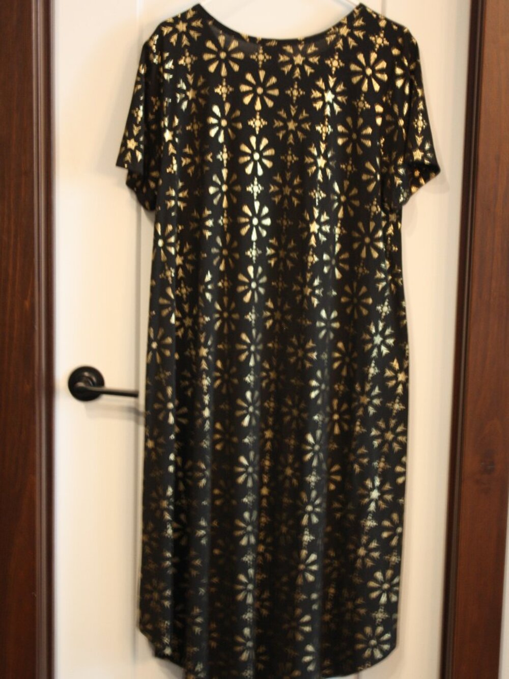 LuLaRoe, Black, Gold, Short Sleeve, T-Shirt Dress, Size 2X